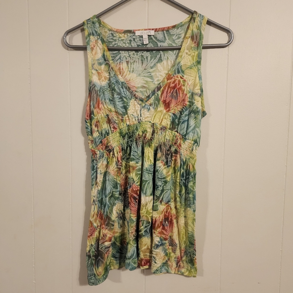 5/$10 EUC Tropical floral summer sleeveless top